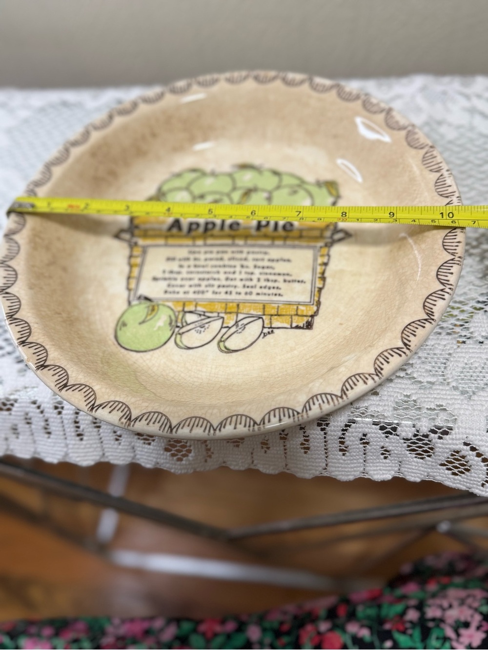 Vintage 1980's USA Made APPLE PIE Recipe BAKING DISH Pie Plate - Picture 8 of 9